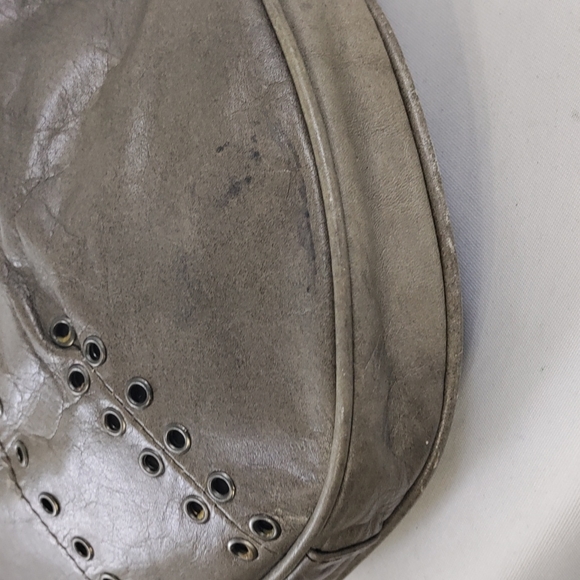 💥FINAL PRICE💥Dark Smokey Gray Leather Drawstring Crossbody Shoulder Bag. - Picture 11 of 14